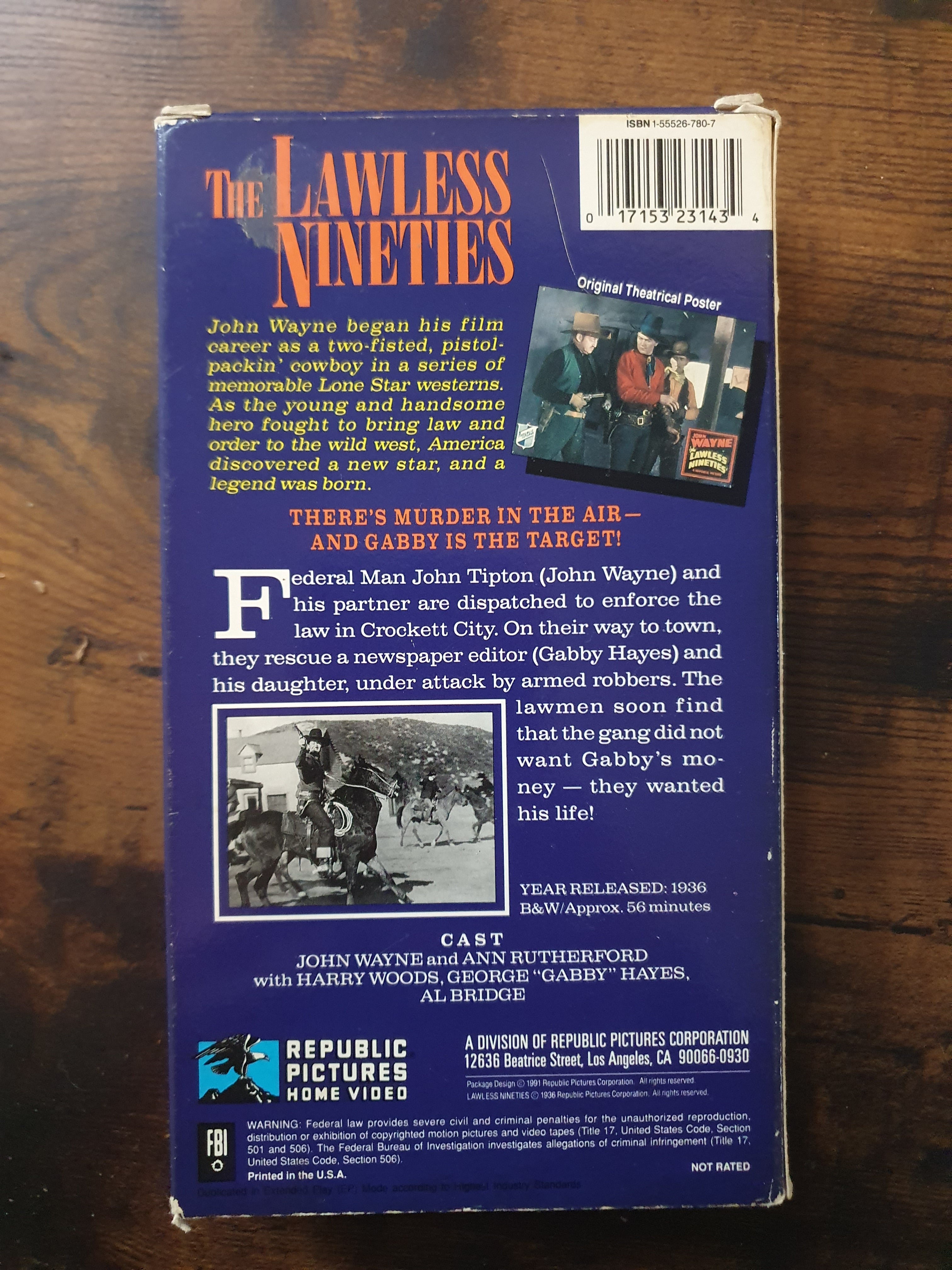 John Wayne VHS Unrated - The Lawless Nineties