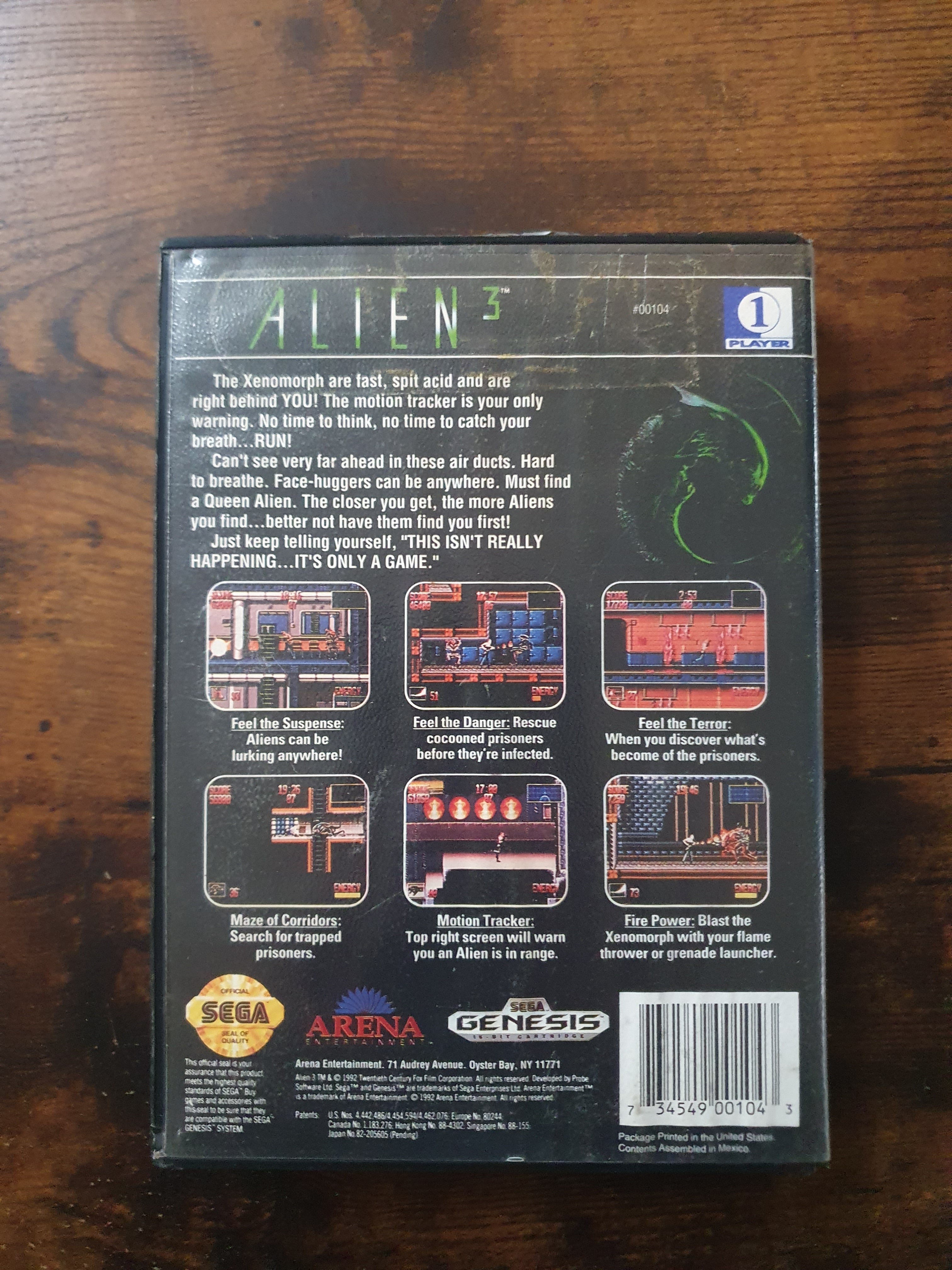 Alien 3 - Sega Genesis Game complete with manual